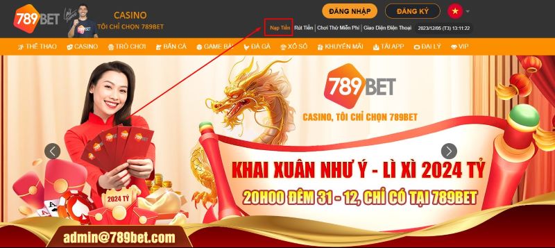 Truy cập vào trang chủ 789bet để nạp tiền