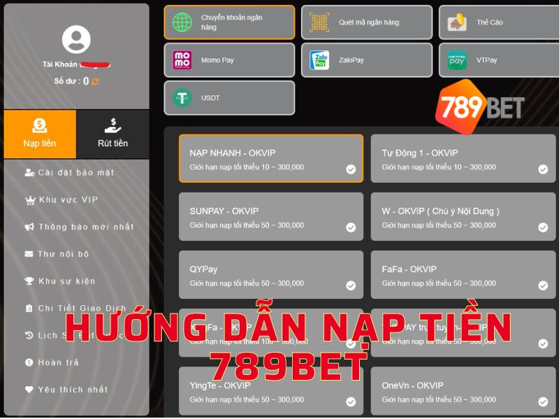 Hướng dẫn nạp tiền 789bet chính xác nhất